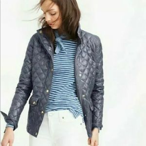 J Crew quilted metallic field puffer jacket PS